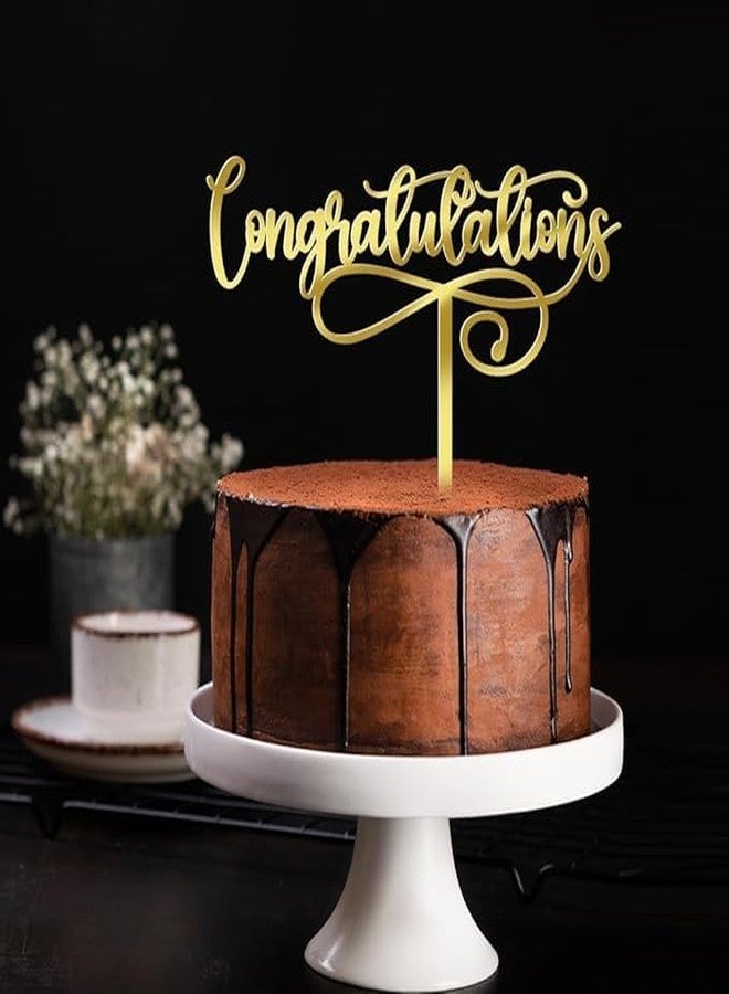 pop colours Glitter Gold Congratulations Cake Topperr | Decorative Party Celebration Supplies | Cake Topper Congratulations Cake Decor | Gold Wooden Cake Topperr - Image 4